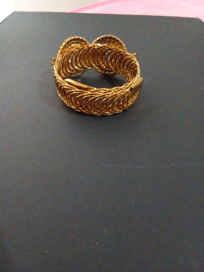 Altın Renkli Taşlı Kelepçeli bilezik - Görsel 2