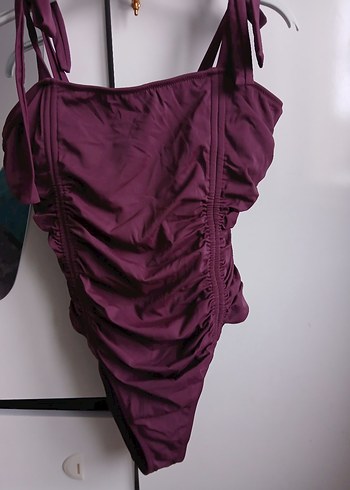 Bordo İpli Kadın Mayo - Görsel 2