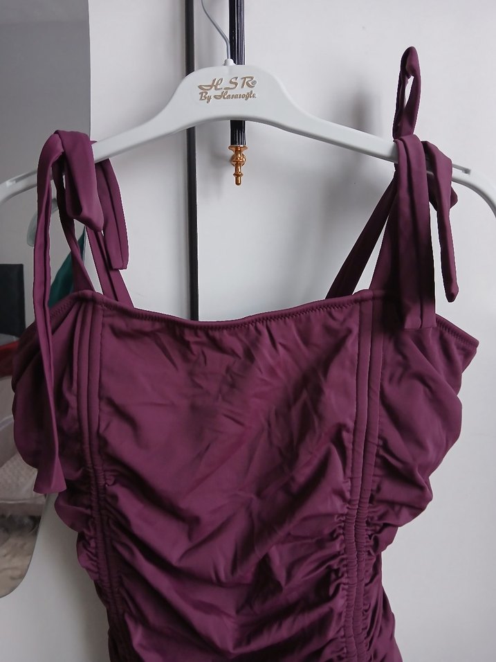 Bordo İpli Kadın Mayo - Görsel 3