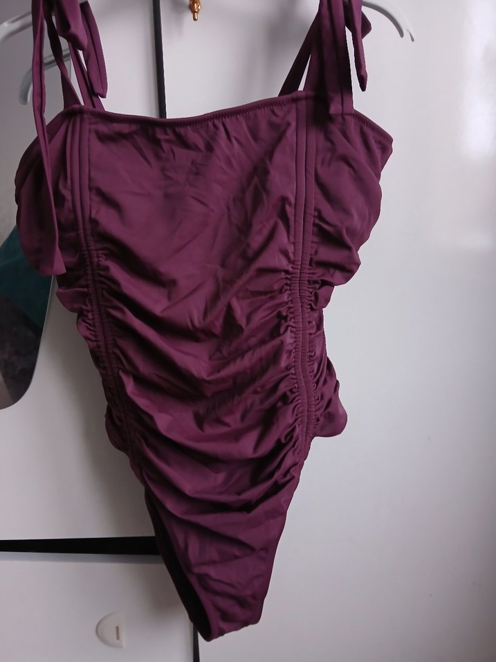 Bordo İpli Kadın Mayo - Görsel 2