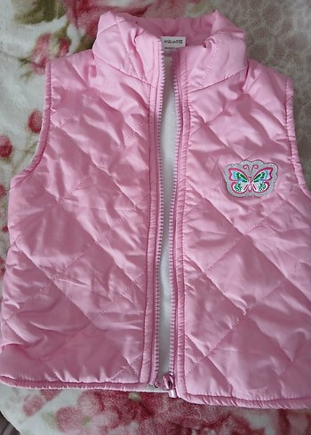 Nakışlı Pembe Kız Çocuk Yelek - Görsel 2