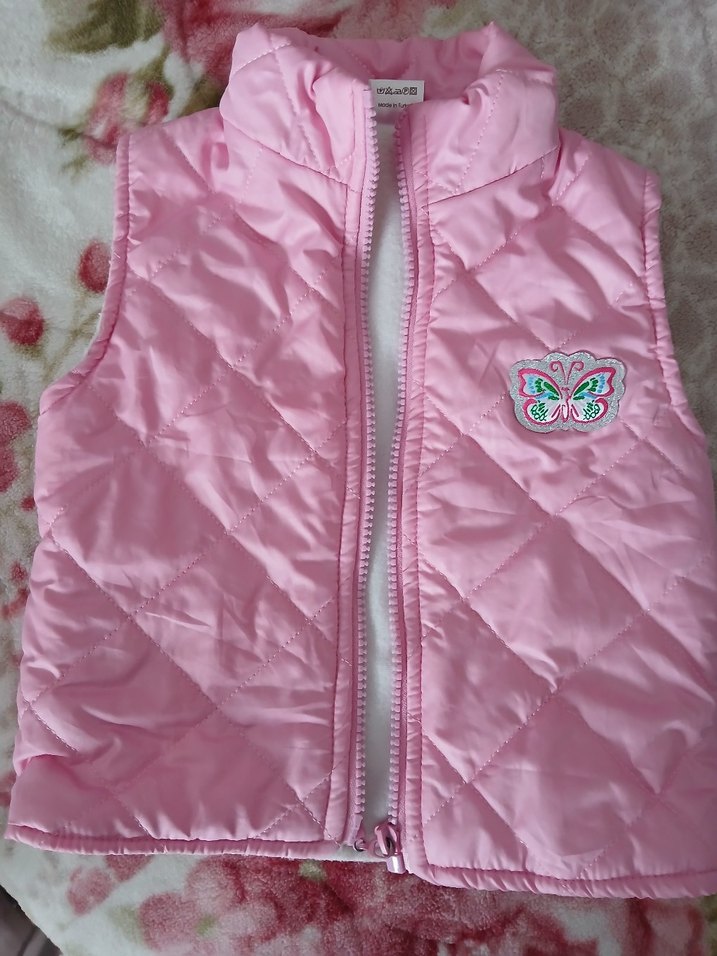 Nakışlı Pembe Kız Çocuk Yelek - Görsel 2