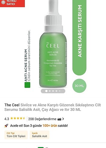 The ceel gozenek sıkılaştıran serum 