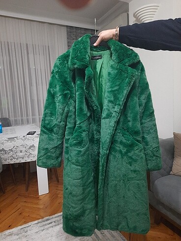 yeşil tüylü kaban mont