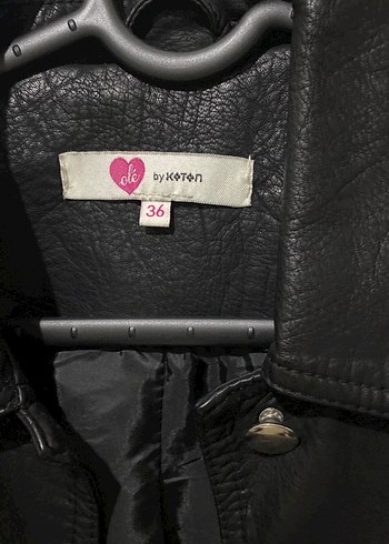 Koton Düğmeli Siyah Deri Biker Ceket