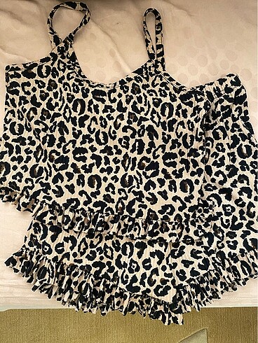 leopar şort pijama