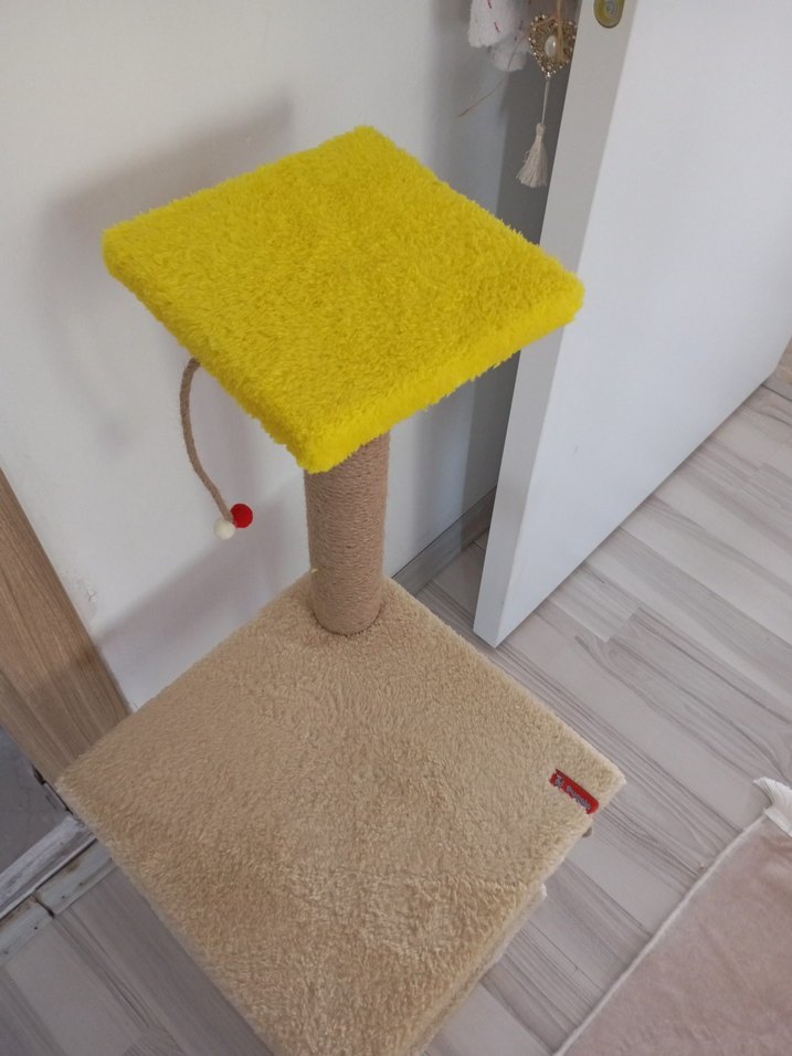 Sarı Üst Platformlu Kedi Tırmalama Tahtası - Görsel 2