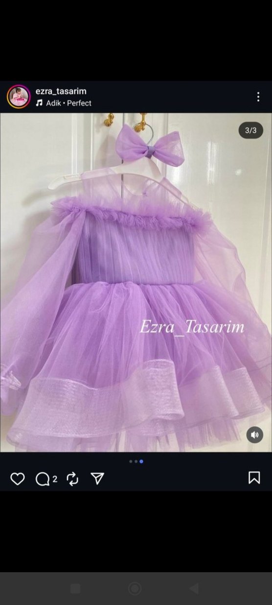 Mor Fırfırlı Bohem Kız Çocuk Elbise - Görsel 2