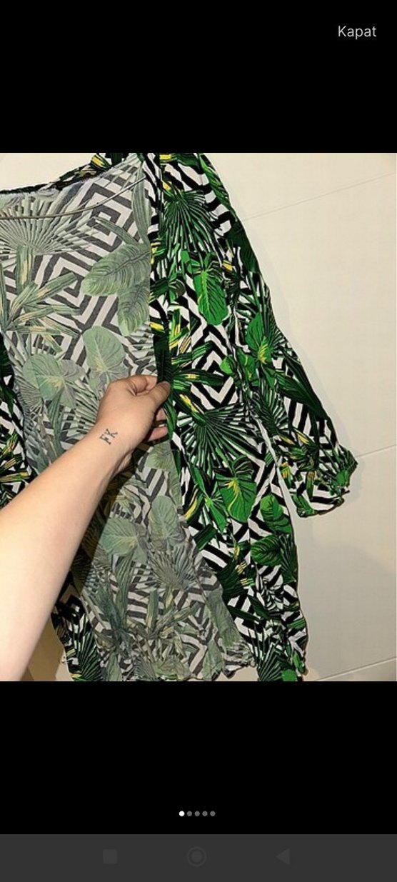 Yeşil Desenli Bohem Kadın Kimono - Görsel 3