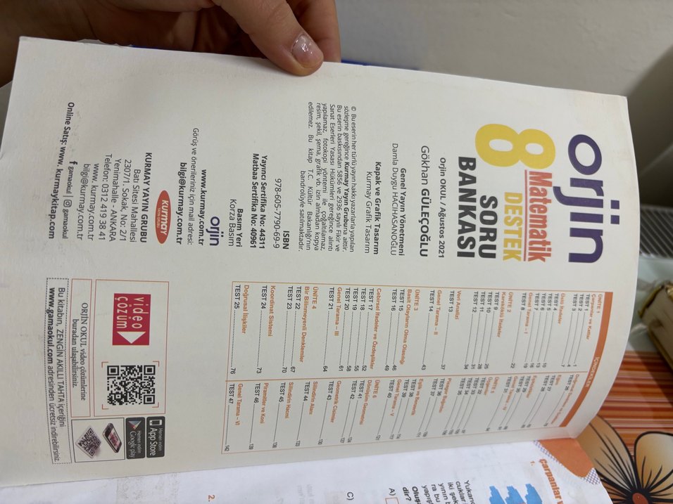 8. Sınıf Matematik Destek Soru Bankası Orjin - Görsel 2