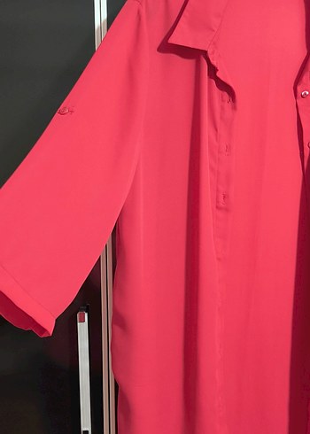 Diğer Düğmeli, Yakalı, Pembe Kadın Gömlek