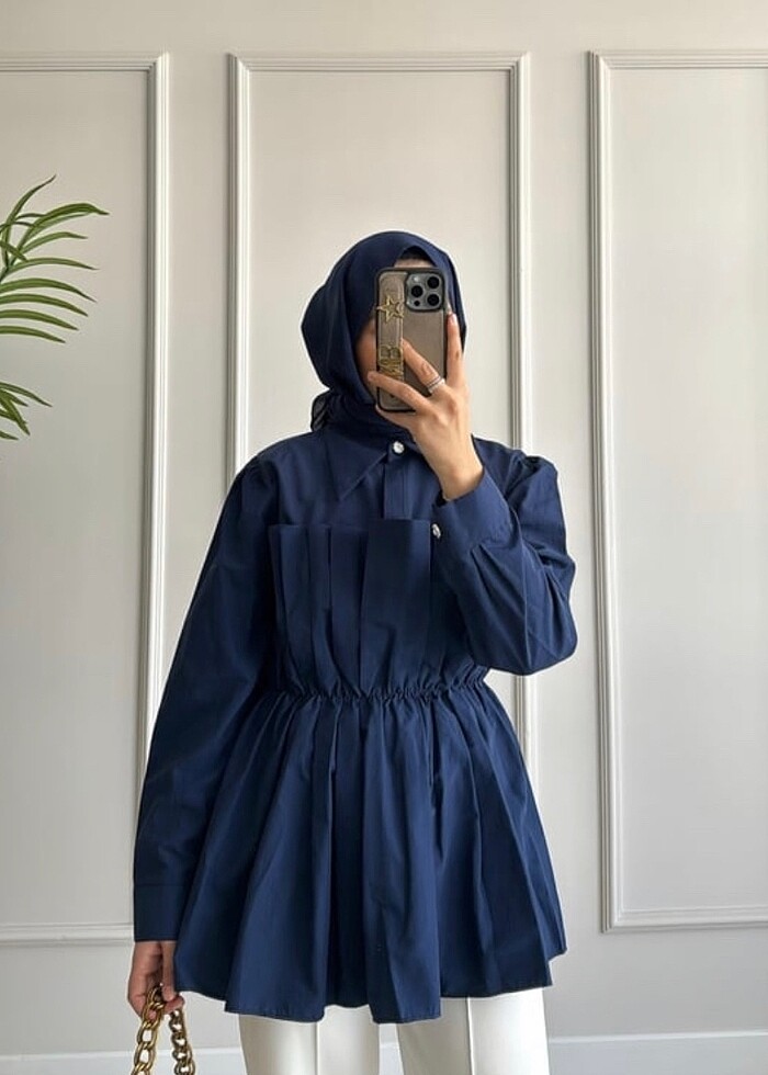 Kendinden detaylı pileli gömlek - Görsel 2