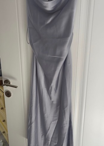 Zara Gri Saten Askılı Uzun Elbise - Görsel 7