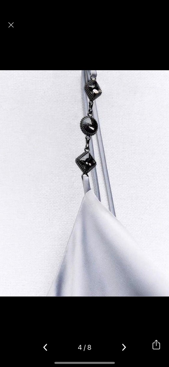 Zara Gri Saten Askılı Uzun Elbise - Görsel 4