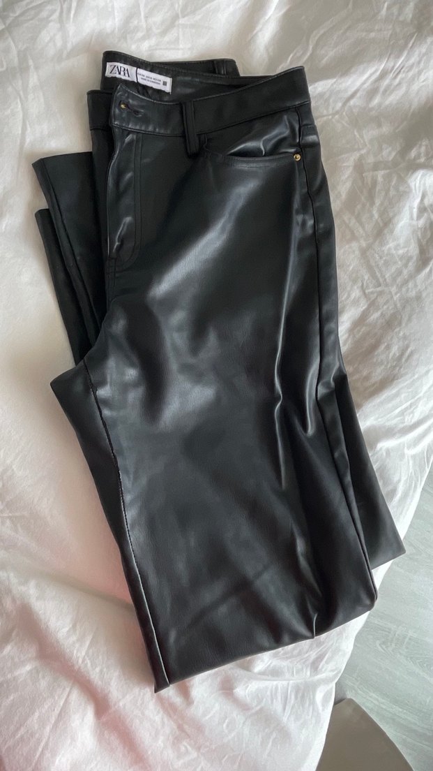 Zara Siyah Deri pantolon - Görsel 3