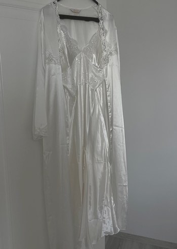 Uzun Beyaz Bohem Gecelik İkili - Görsel 9