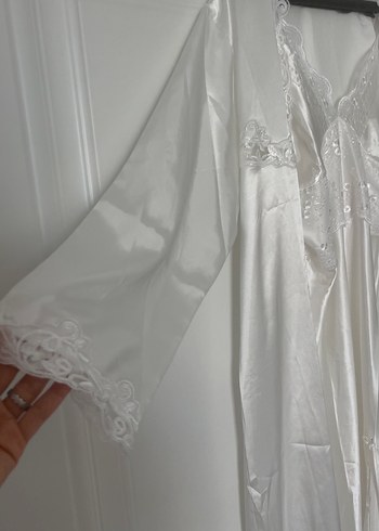 Uzun Beyaz Bohem Gecelik İkili - Görsel 8