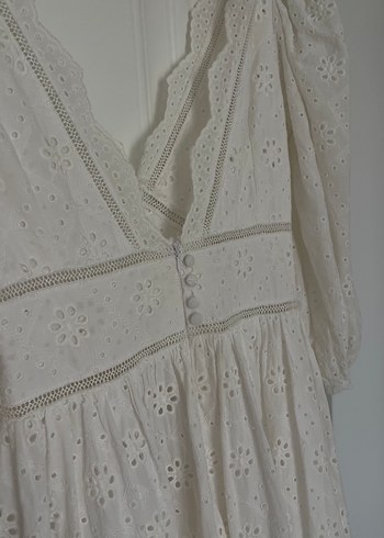 Sagaza Dantel Detaylı Beyaz Bohem Uzun Elbise - Görsel 13