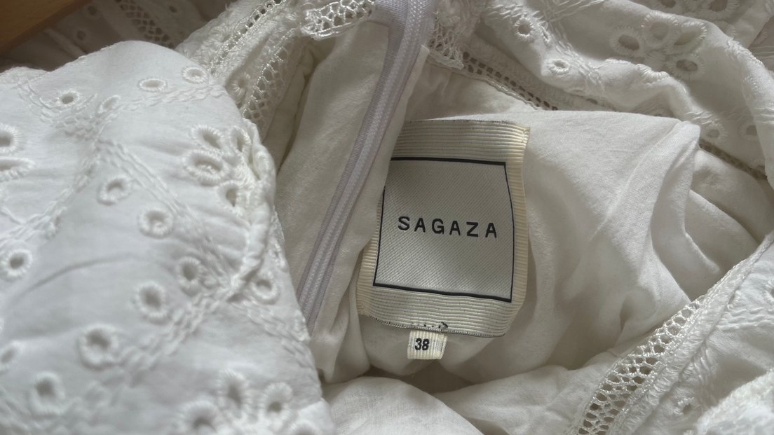 Sagaza Dantel Detaylı Beyaz Bohem Uzun Elbise - Görsel 4