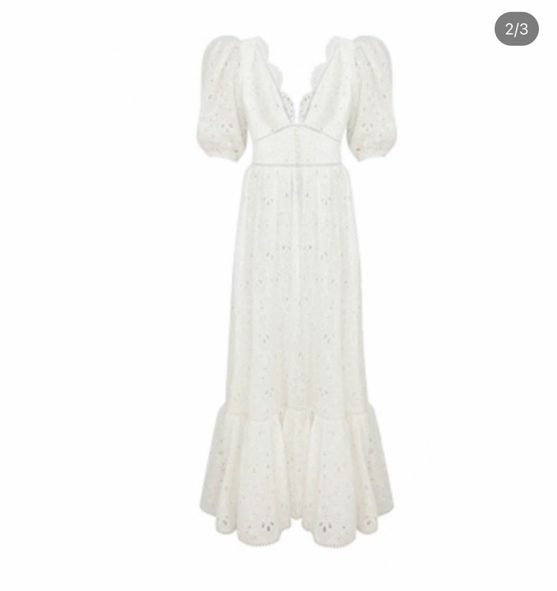 Sagaza Dantel Detaylı Beyaz Bohem Uzun Elbise - Görsel 3