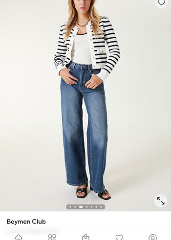 Beymen Club Beyaz Çizgi Desenli Kadın Hırka - Görsel 2