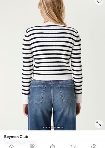 Beymen Club Beyaz Çizgi Desenli Kadın Hırka - Görsel 4