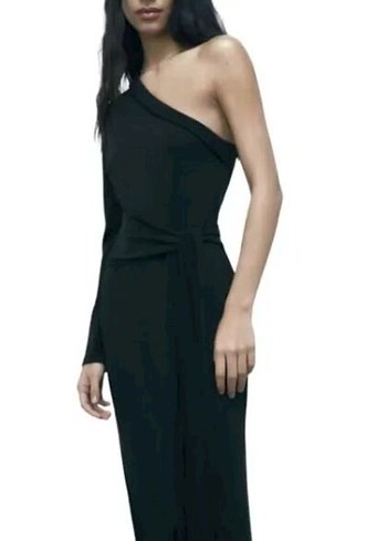 Zara Siyah Uzun Asimetrik Elbise - Görsel 2