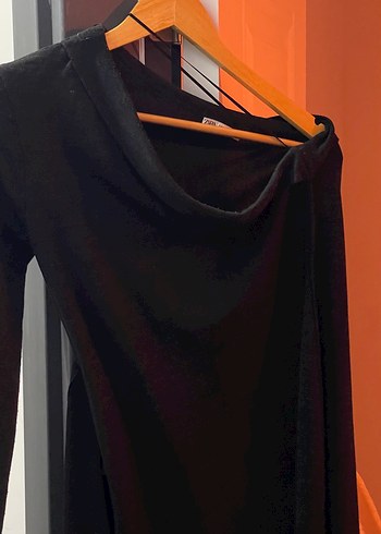 Zara Siyah Uzun Asimetrik Elbise - Görsel 12