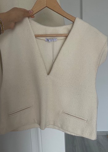 Krem V Yaka Kadın Süveter ve Etek - Görsel 7