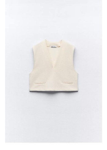 Krem V Yaka Kadın Süveter ve Etek - Görsel 2