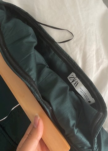 Zara Yeşil Straplez Uzun Kadın Elbise - Görsel 9