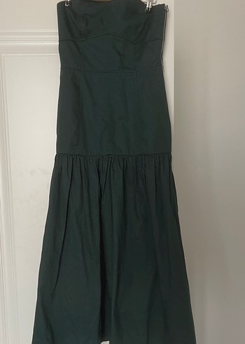Zara Yeşil Straplez Uzun Kadın Elbise - Görsel 10