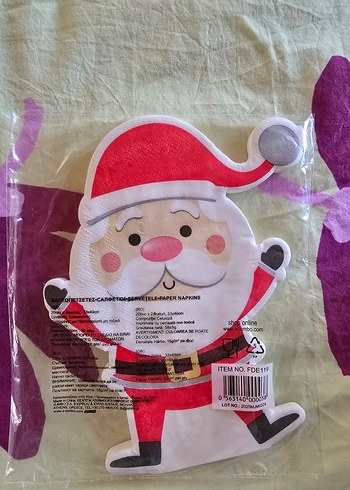 Renkli Noel Baba Peçete 33x40cm - Görsel 2