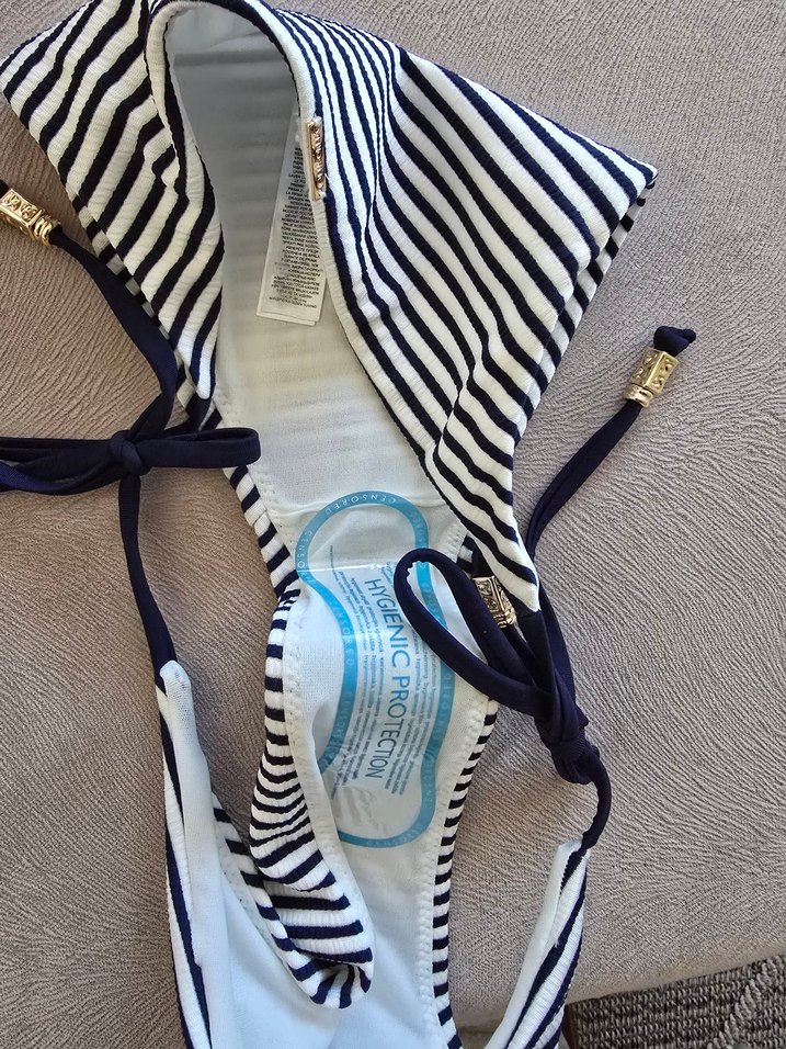 yurt dısından Newyorker Çizgili Beyaz Bağcıklı Bikini Altı - Görsel 4