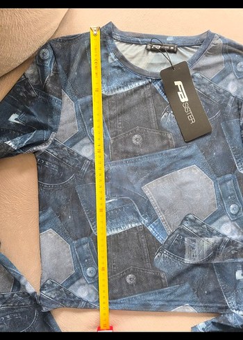 yurtdısından Newyorker Uzun Kollu Baskılı Denim Kadın Bluz - Görsel 3