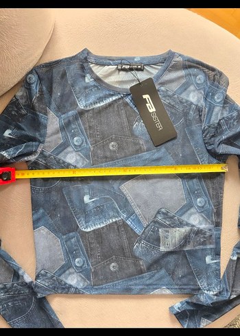 yurtdısından Newyorker Uzun Kollu Baskılı Denim Kadın Bluz - Görsel 2