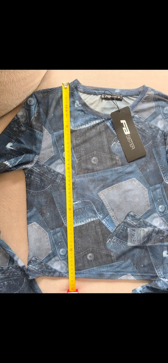 yurtdısından Newyorker Uzun Kollu Baskılı Denim Kadın Bluz - Görsel 3