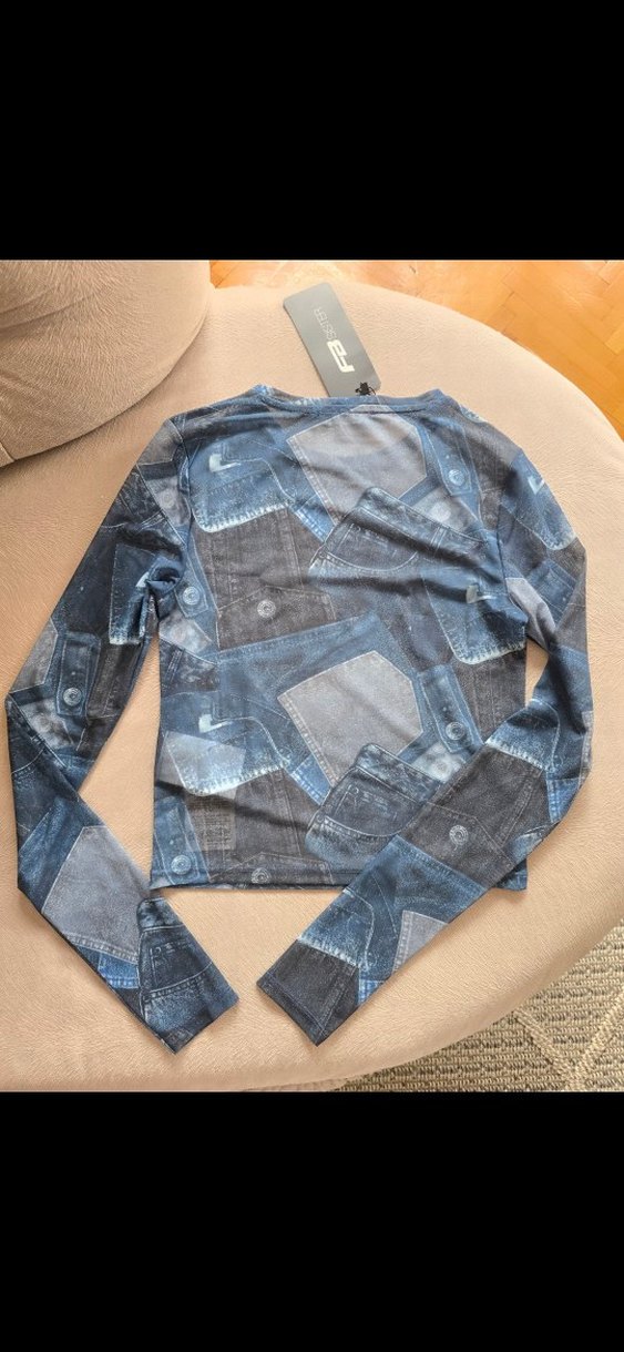 yurtdısından Newyorker Uzun Kollu Kısa Denim Bluz - Görsel 4