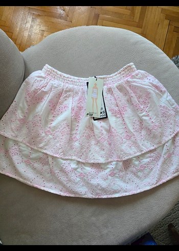 yurt dısından Newyorker Pembe Nakışlı Mini Etek - Görsel 5