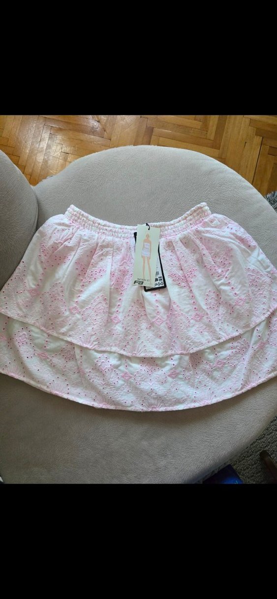 yurt dısından Newyorker Pembe Nakışlı  Mini Etek - Görsel 5