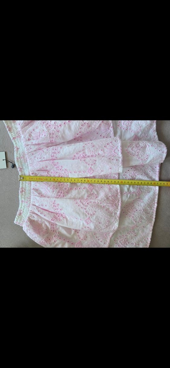 yurtdısından Newyorker Pembe Nakışlı Volanlı Midi Etek - Görsel 5