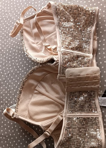 m Beden Newyorker Payet İşlemeli Bej push up sütyen 80B