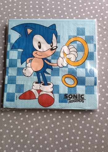 Yurt dışından Mavi Renkli Sonic Baskılı Çocuk Peçete