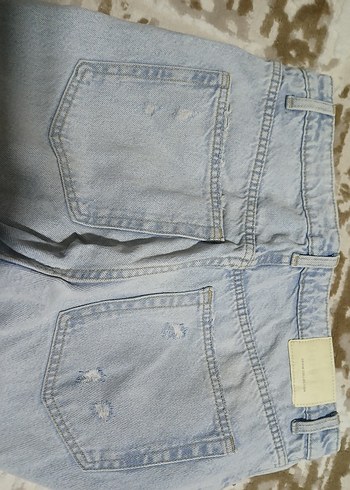 40 Beden Düğmeli Gri Mavi Kadın Denim Jean