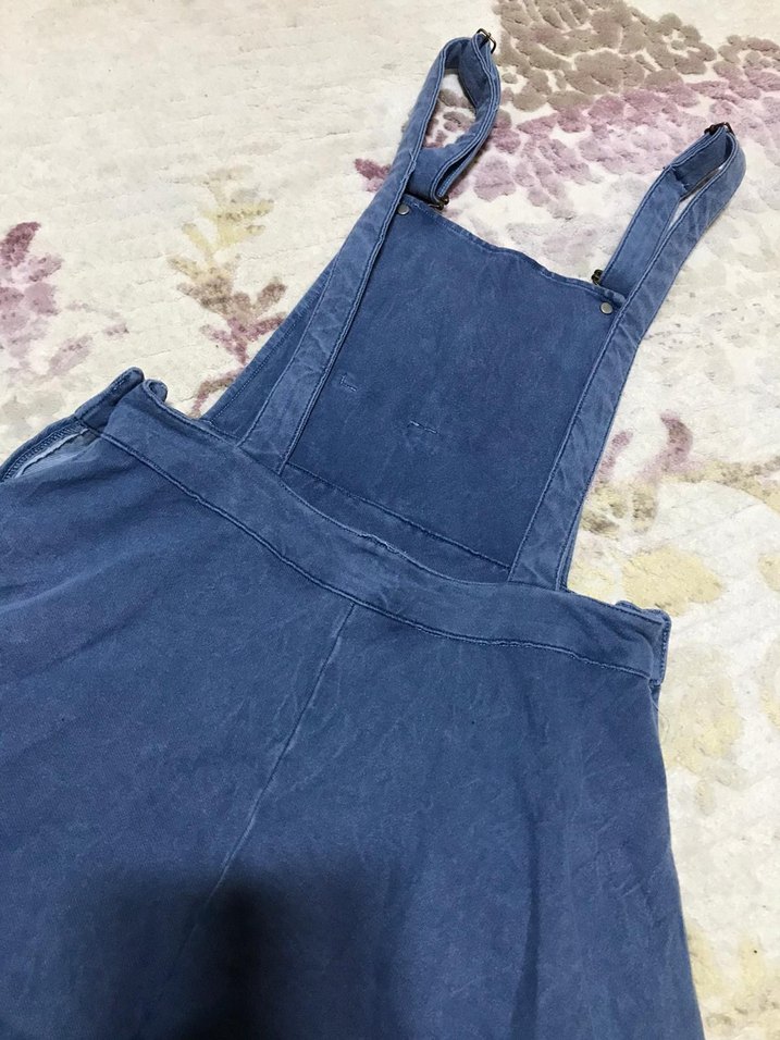 Kot (Denim) Etekli Tulum / Salopet Elbise - Görsel 4