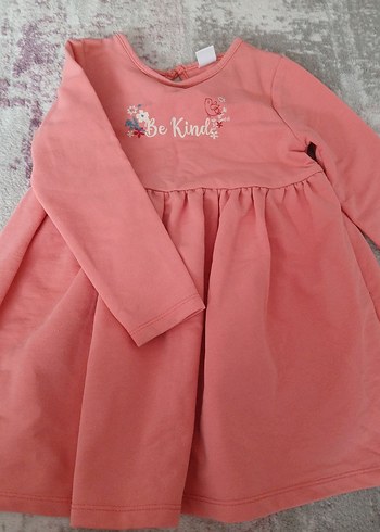 Pembe Kız Çocuk Uzun Kollu Nakışlı Elbise - Görsel 3