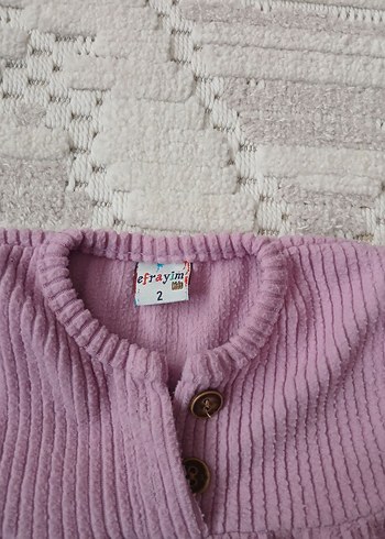 Mor Düğmeli Uzun Kollu Kız Elbisesi - Görsel 3