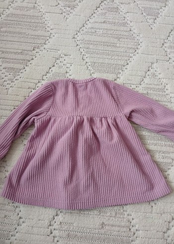 Mor Düğmeli Uzun Kollu Kız Elbisesi - Görsel 2