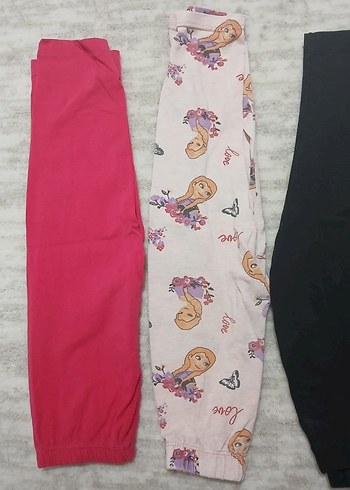 Kız Çocuk 3'lü Desenli ve Düz Tayt Seti - Görsel 2