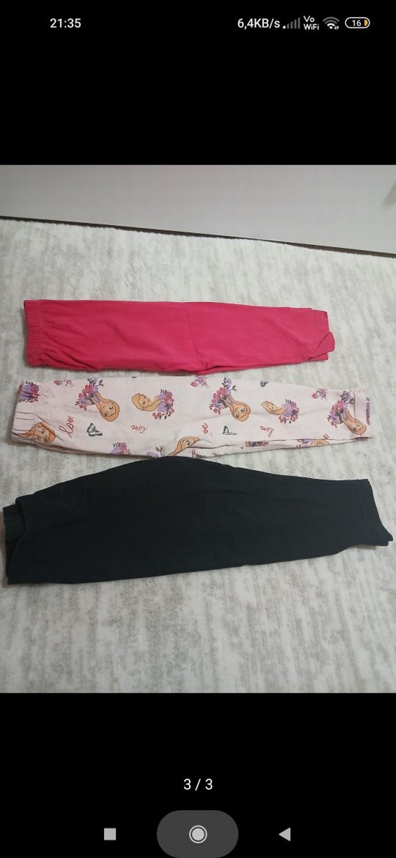 Kız Çocuk 3'lü Desenli ve Düz Tayt Seti - Görsel 3